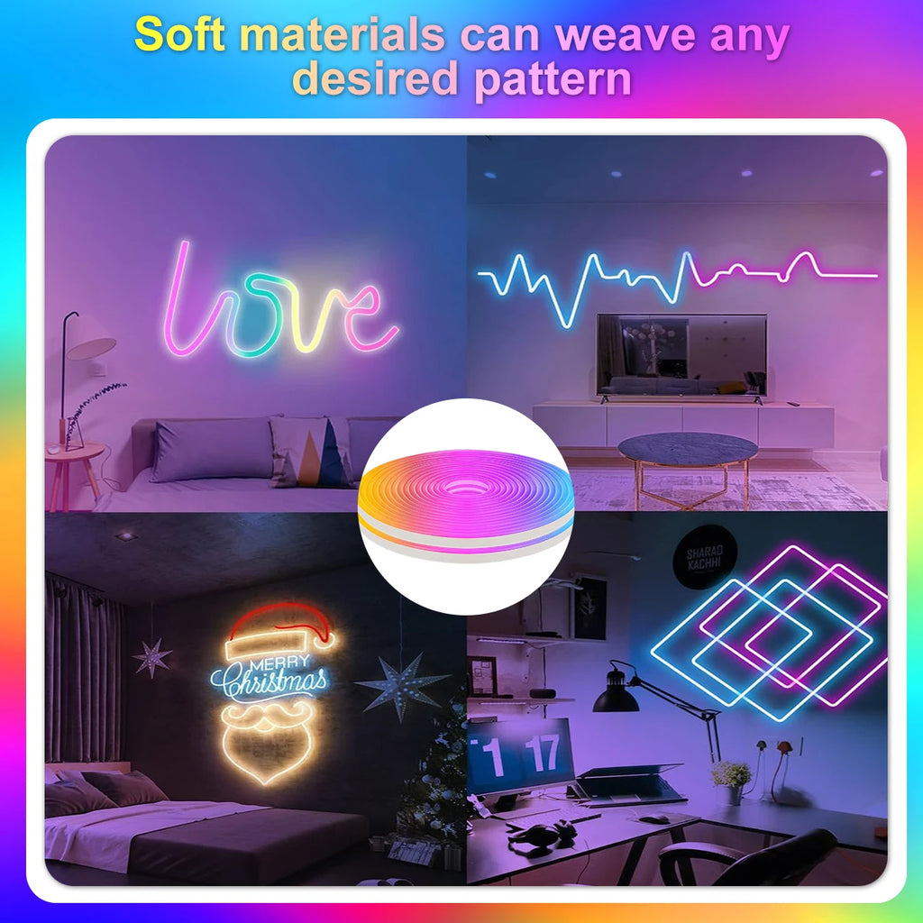 5V RGB+IC Neon Strip Light 1M 2M 3M 5M 10M USB Waterproof Flexible LED Strip Lights With Bluetooth Remote Control For Home Decor