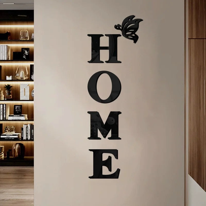 HOME Home Logo 3D Mirror Wall Sticker, Entrance Decoration, Home Decoration