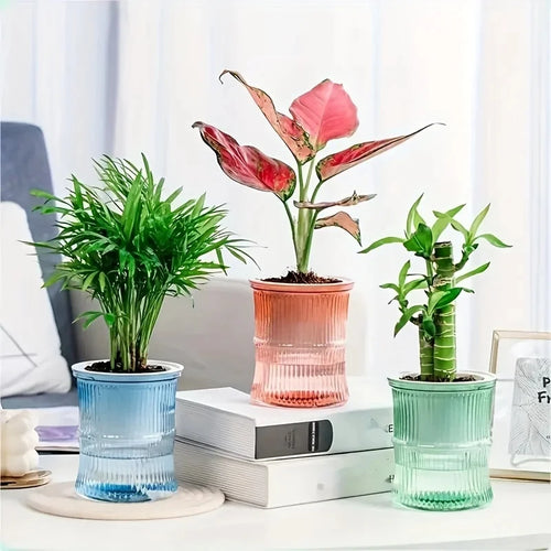Self Watering Plastic Planter Pot With Transparent Reservoir